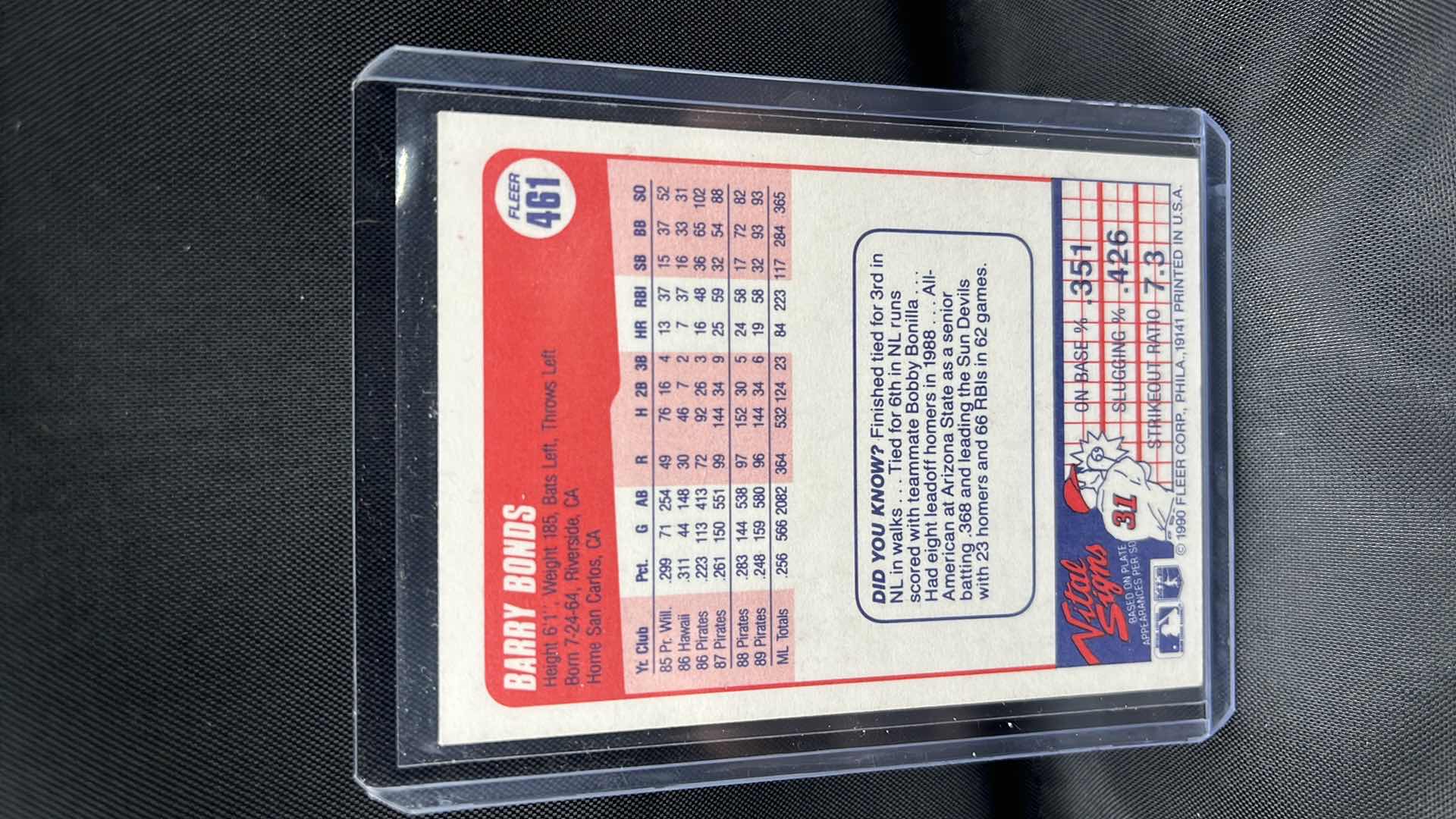 Photo 1 of 1990 fleer Barry bonds 461