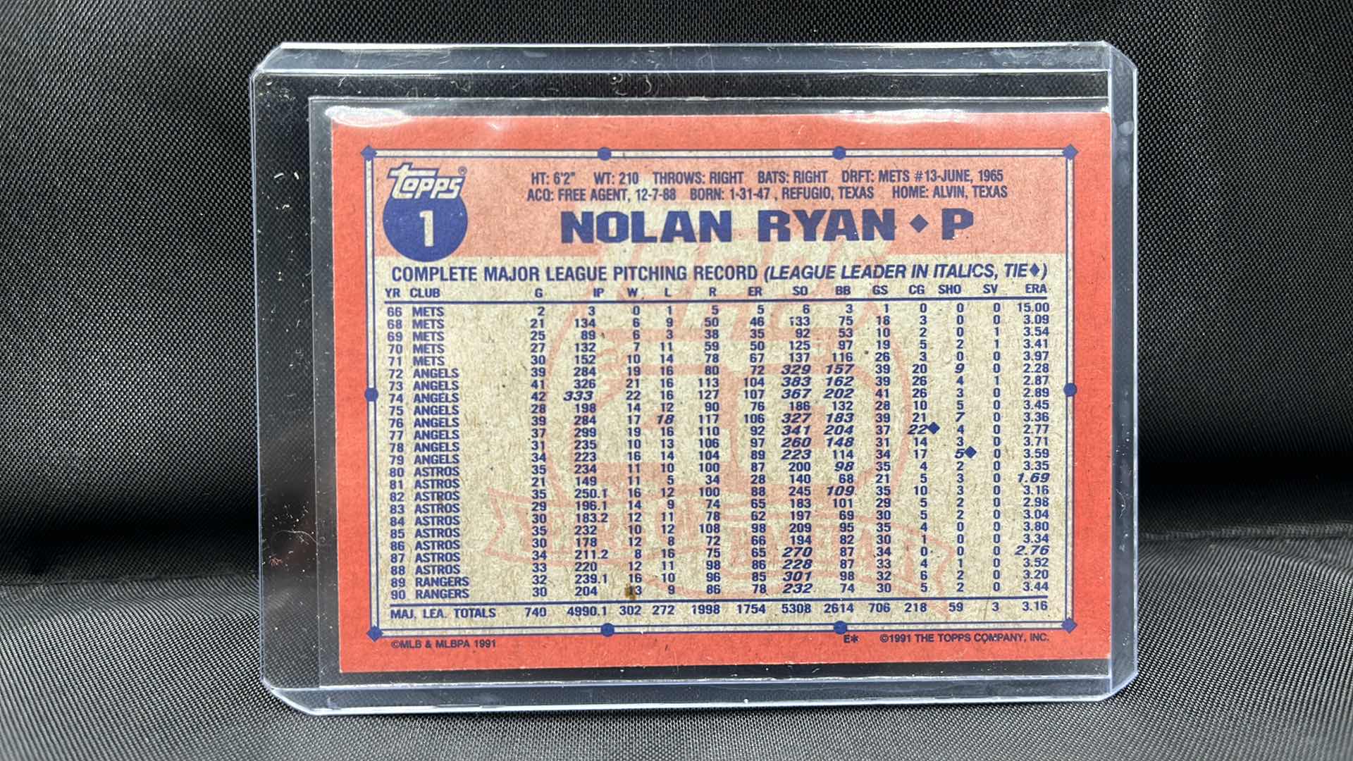 Photo 1 of 1991 TOPPS Nolan Ryan 1