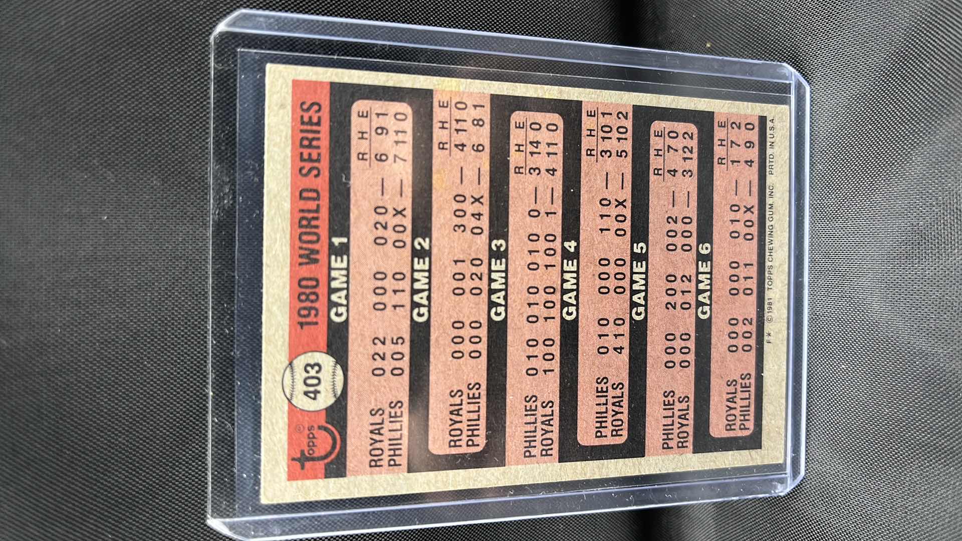 Photo 1 of 1981 TOPPS World Series Phillies beat royals in six 403