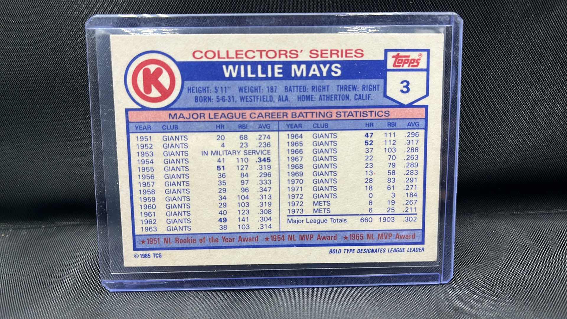 Photo 1 of 1985 TOPPS willie Mays 3