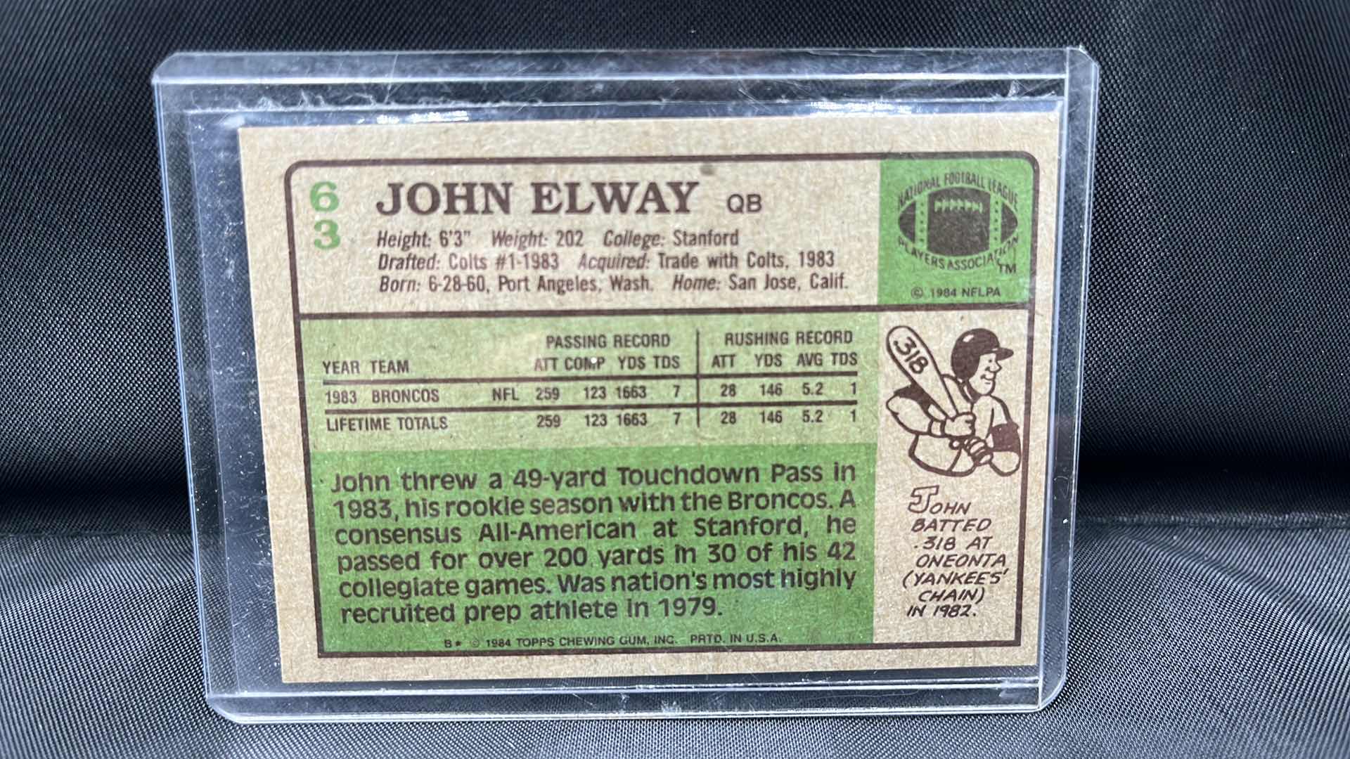 Photo 1 of 1984 TOPPS Rookie John elway 63