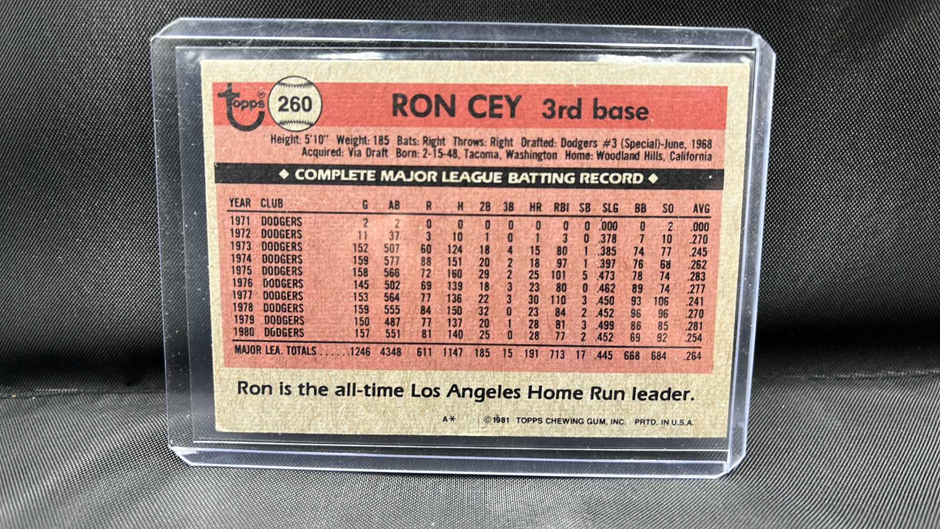 Photo 1 of 1981 TOPPS Ron cey 260