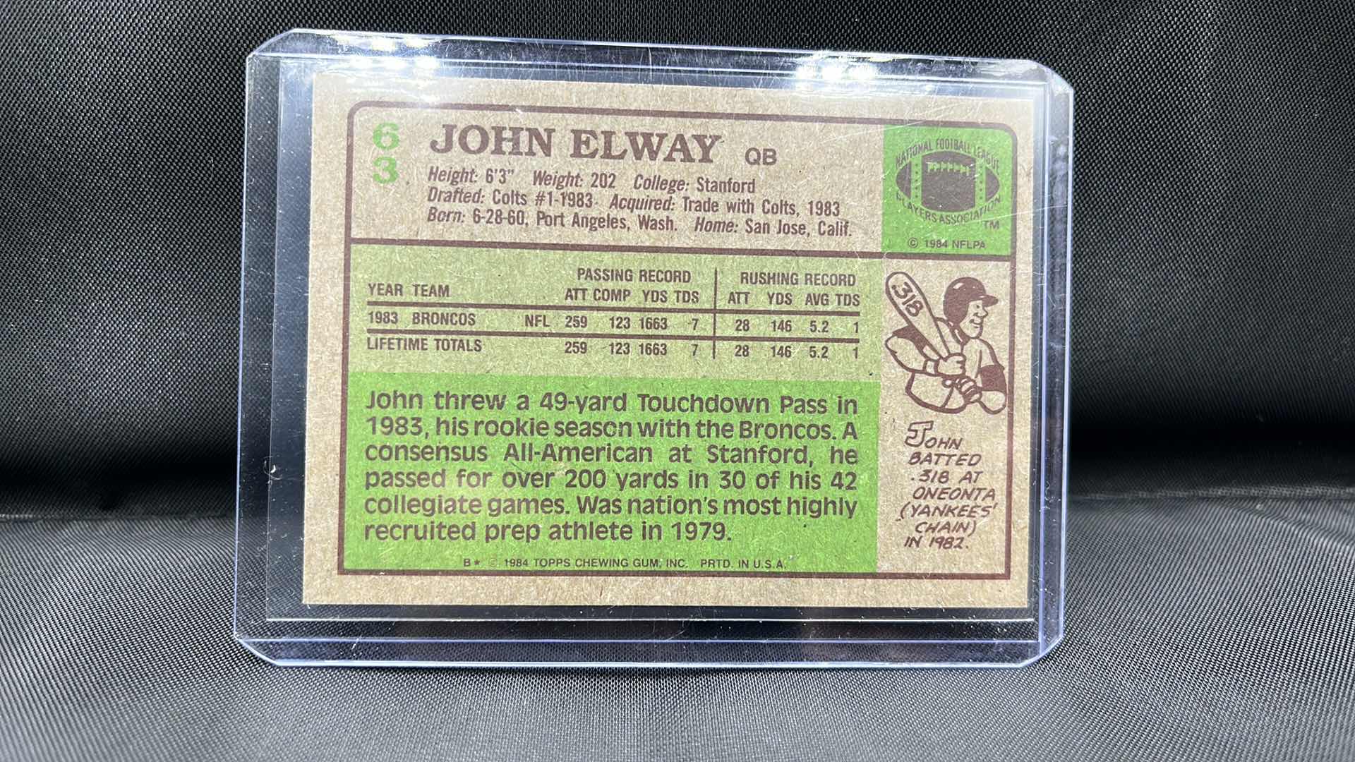 Photo 1 of 1984 TOPPS Rookie John elway 63
