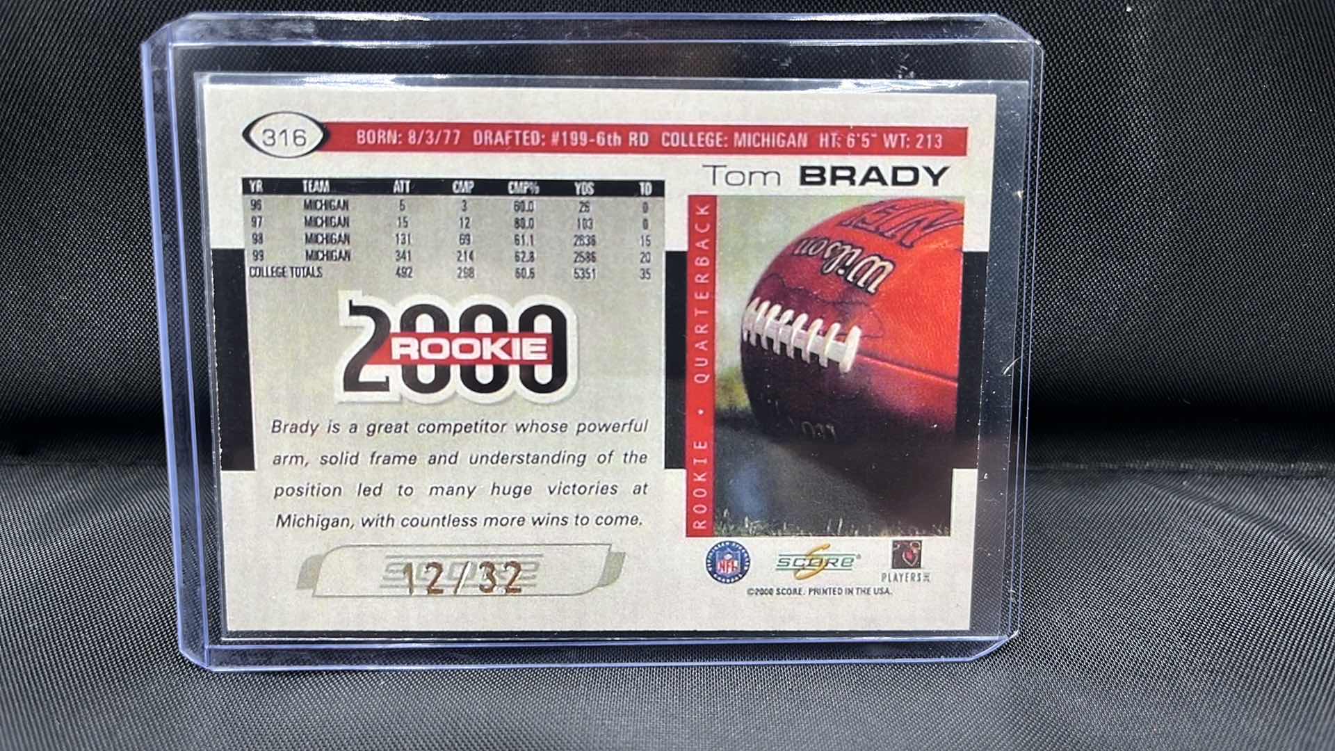 Photo 1 of 2000 score rookie Tom Brady 316