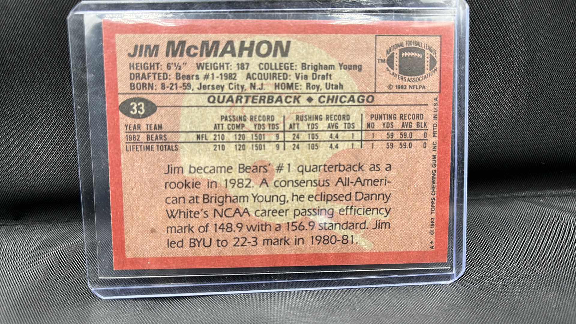 Photo 1 of 1983 nflpa rookie Jim McMahon 33