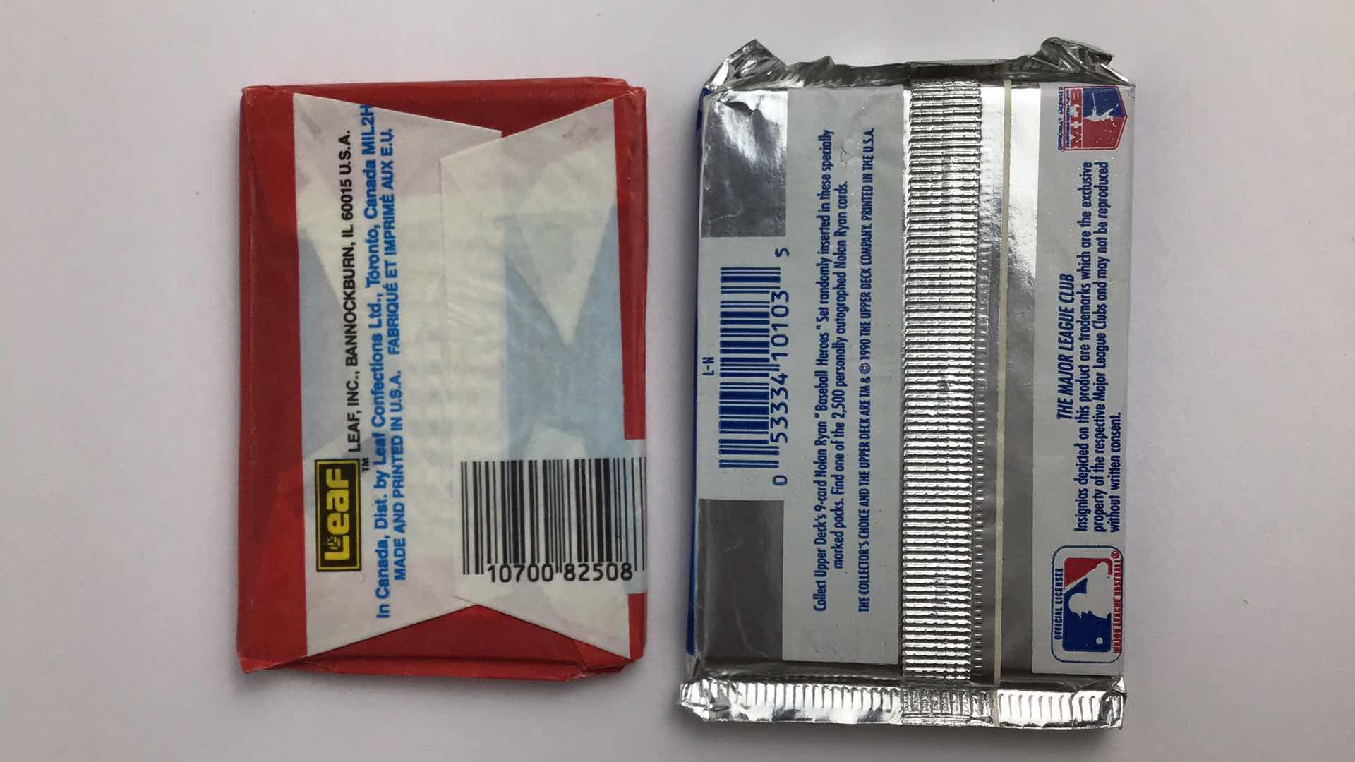 Photo 1 of $40 2 SEALED LEAF BASEBALL PUZZLE AND CARD PACKS + 2 SEALED UPPER DECK 1991 BASEBALL PACKS*