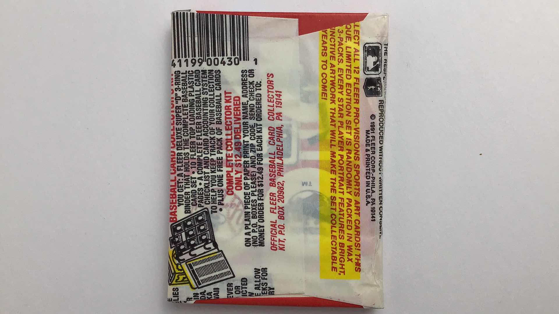 Photo 1 of $50 LOT OF 7 FLEER 91 LOGO STICKERS & TRADING CARDS SEALED PACKS*