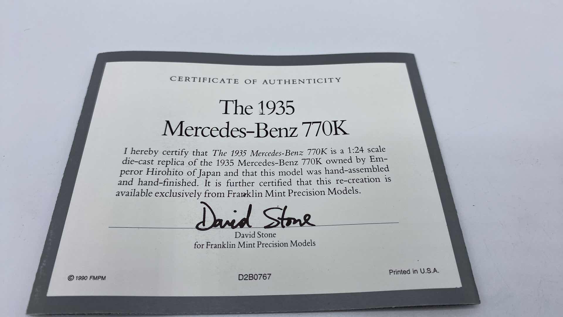 Photo 1 of FRANKLIN MINT 1935 MERCEDES BENZ 770K MODEL 1-24 WITH BOX $250