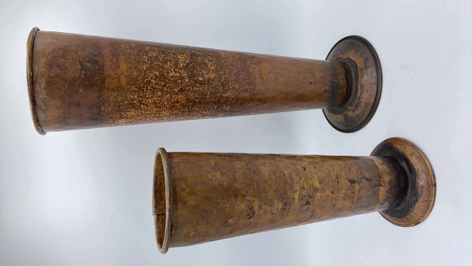 Photo 1 of 4-METAL WALL PLATES 11” AND 2 VASES TALLEST 15”