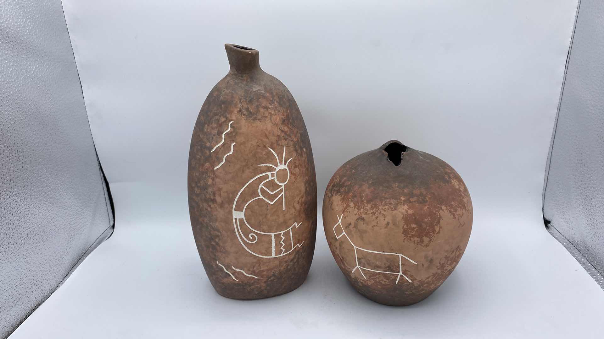 Photo 1 of PAIR OF SANDCAST POTTERY FROM MIKES SANDCAST IN MESA,AZ. TALKEST 11”