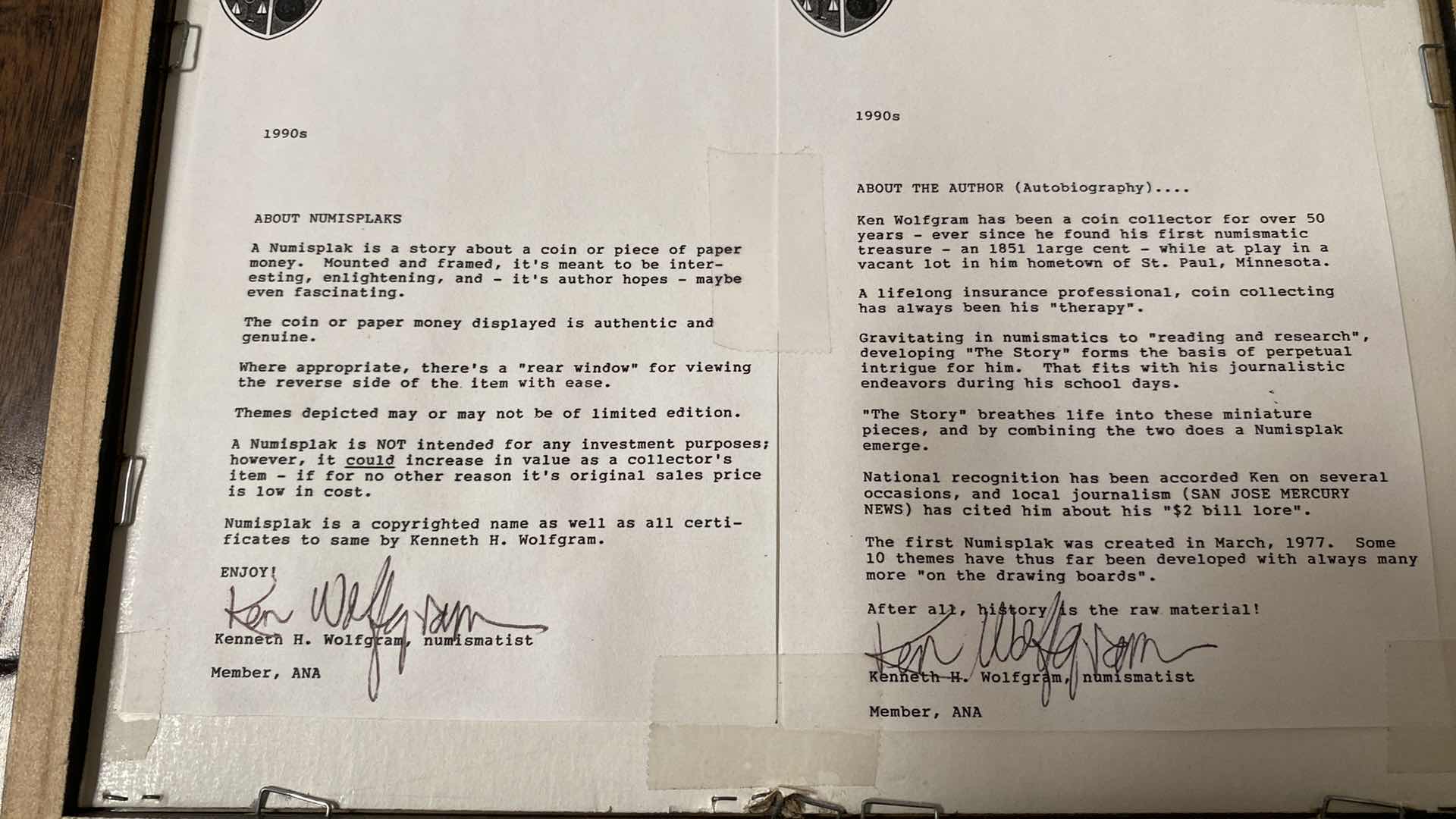 Photo 1 of 5-FRAMED COIN & MONEY COLLECTION ARTWORK 9 1/2” x 12”