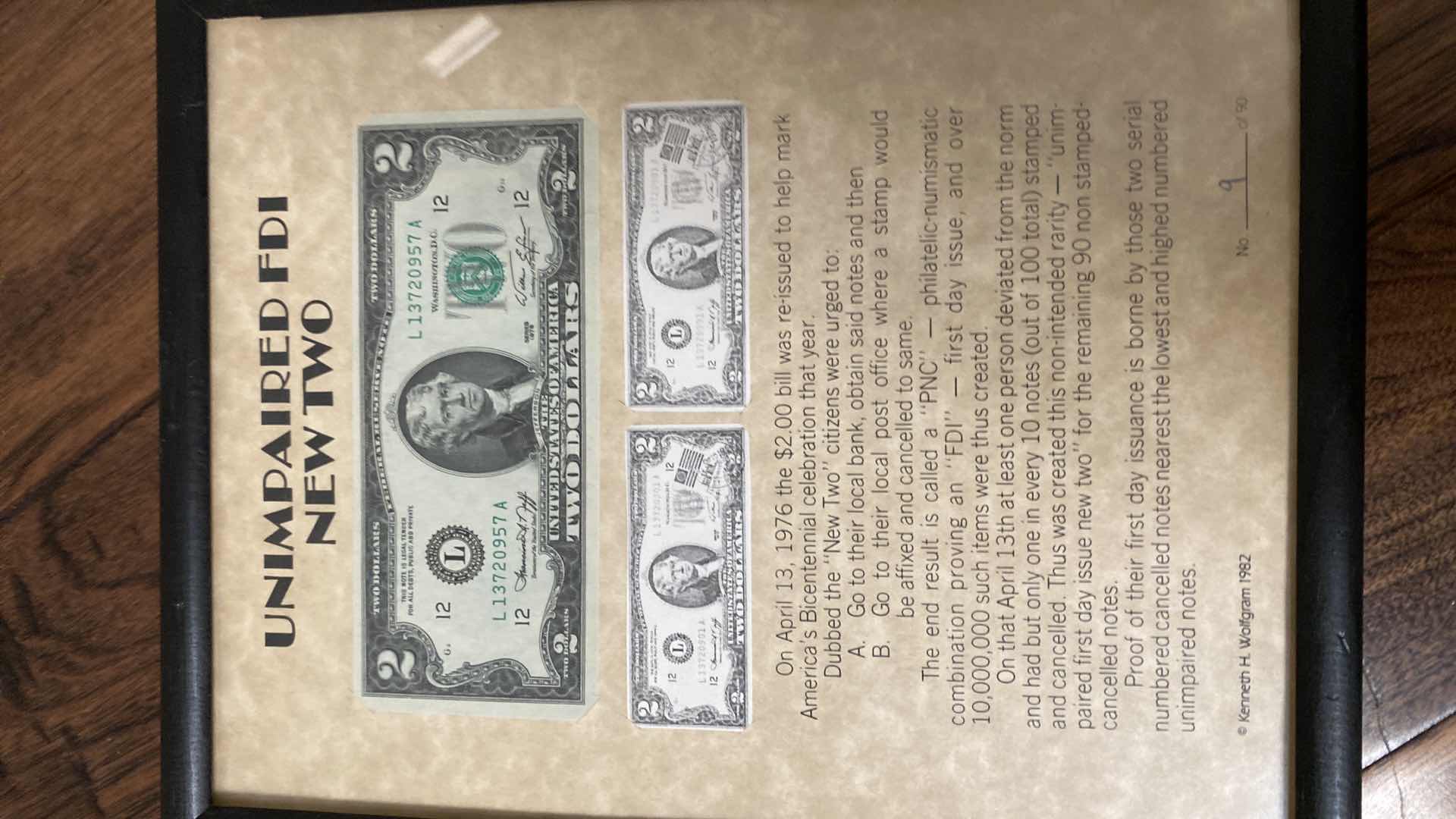 Photo 4 of 5-FRAMED COIN & MONEY COLLECTION ARTWORK 9 1/2” x 12”