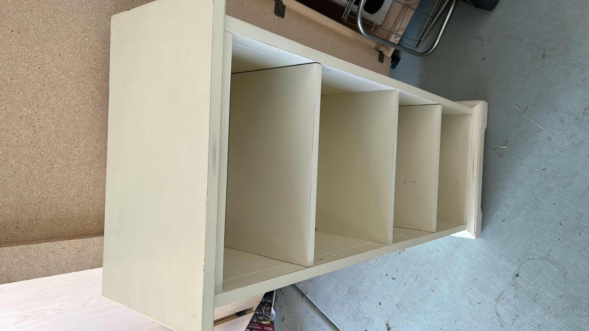 Photo 1 of DISTRESSED IVORY ADJUSTABLE SHELF DISPLAY SHELVES 19” x 11” x 46.5”