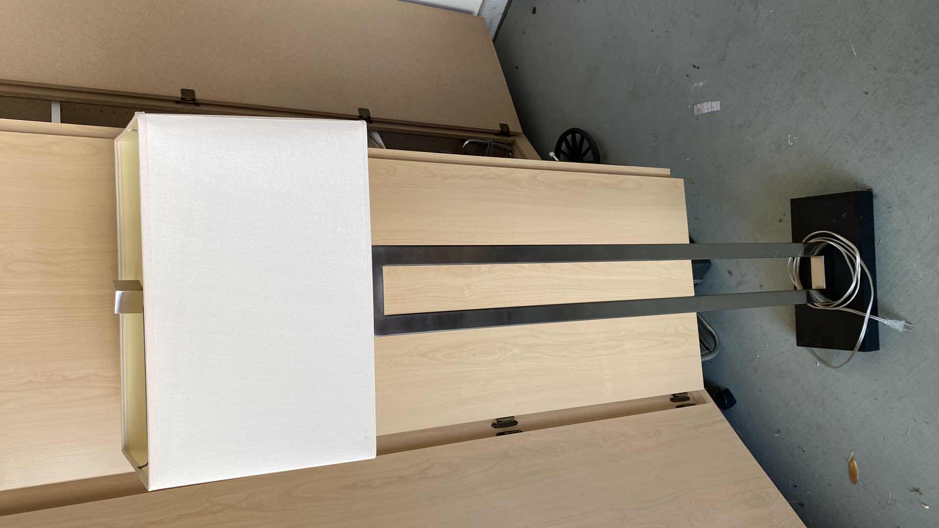 Photo 1 of SILVER COLOR FLOOR LAMP WITH BLACK BASE H60”