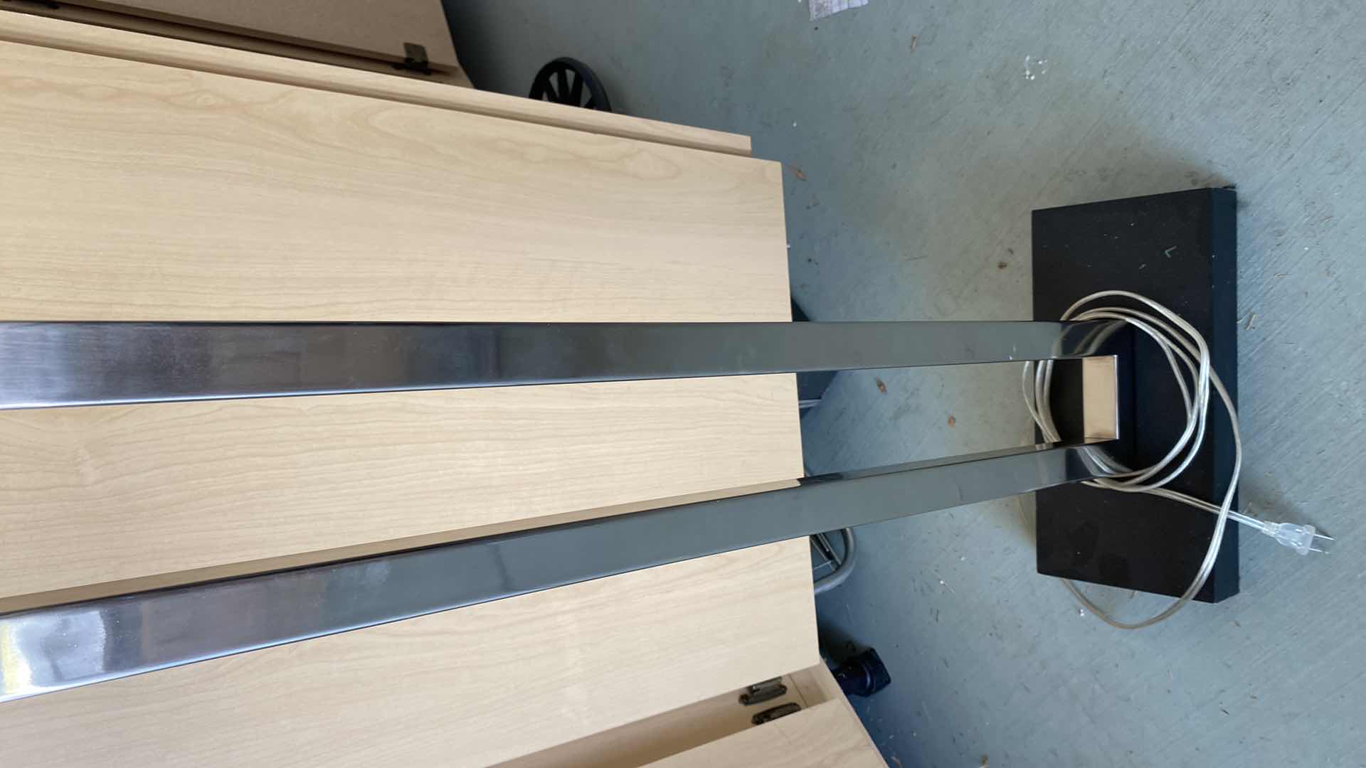 Photo 1 of SILVER COLOR FLOOR LAMP WITH BLACK BASE H60”