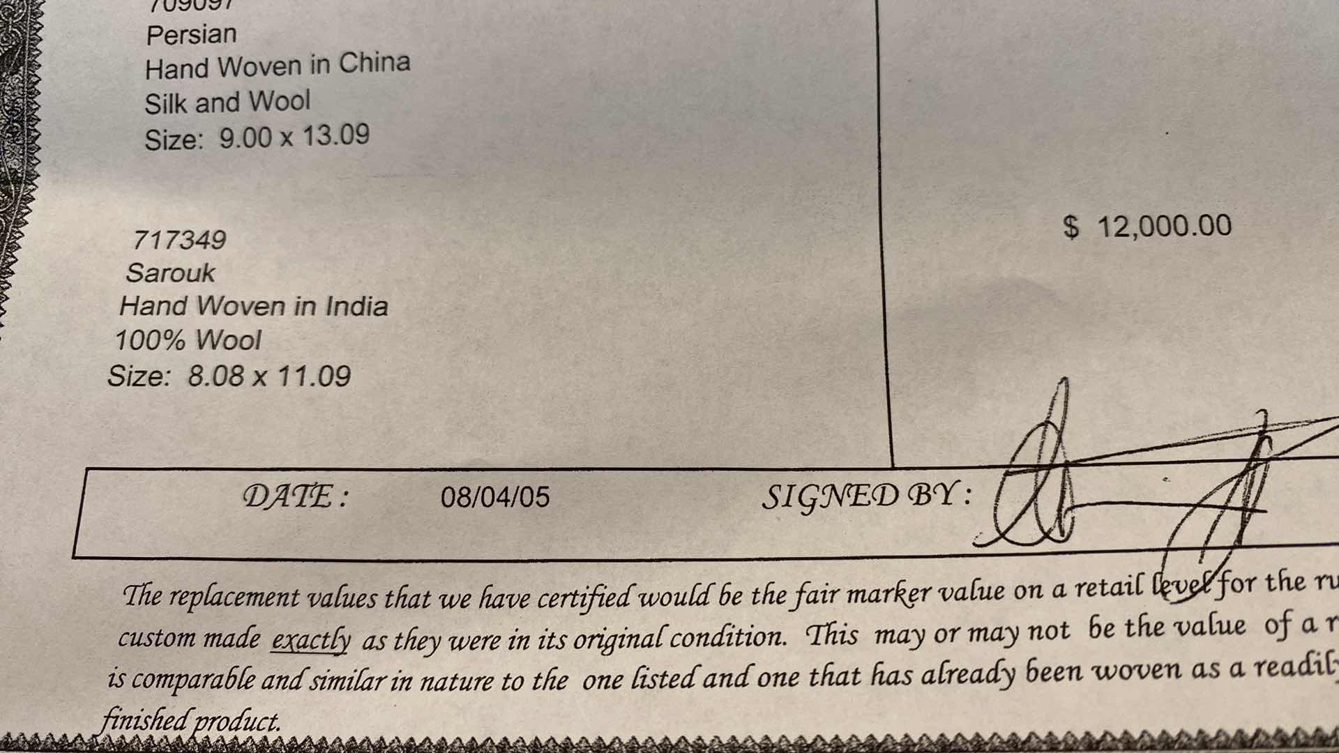 Photo 7 of APPRAISAL - SAROUK HANDWOVEN 100% WOOL AREA RUG FROM INDIA 8.08’ X 11.09’ PROFESSIONALLY CLEANED BY ORIENTAL EXPRESS