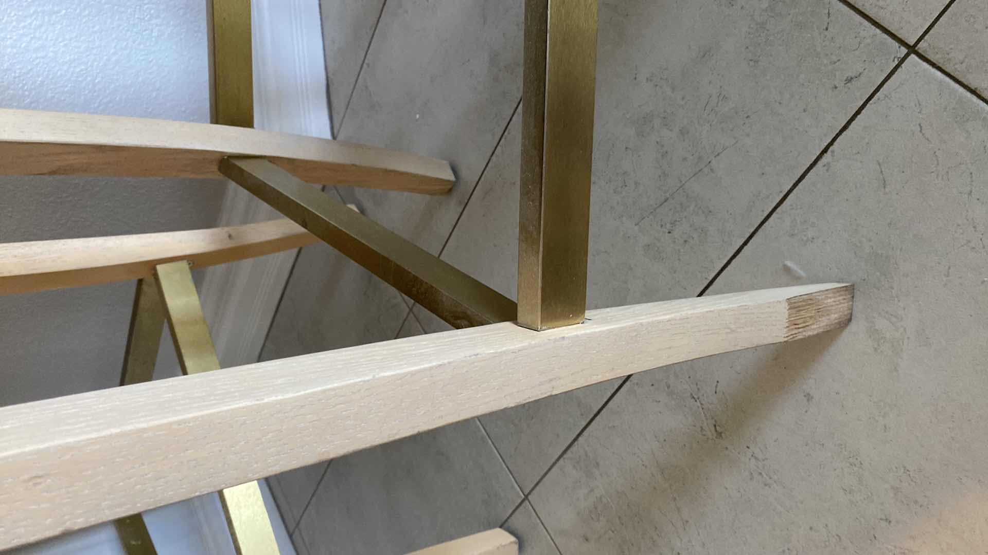 Photo 8 of 4 - CREAM COLOR LEATHER WITH LIGHT WOOD BAR STOOLS FROM THE WYNN - SEAT HEIGHT 31.5”