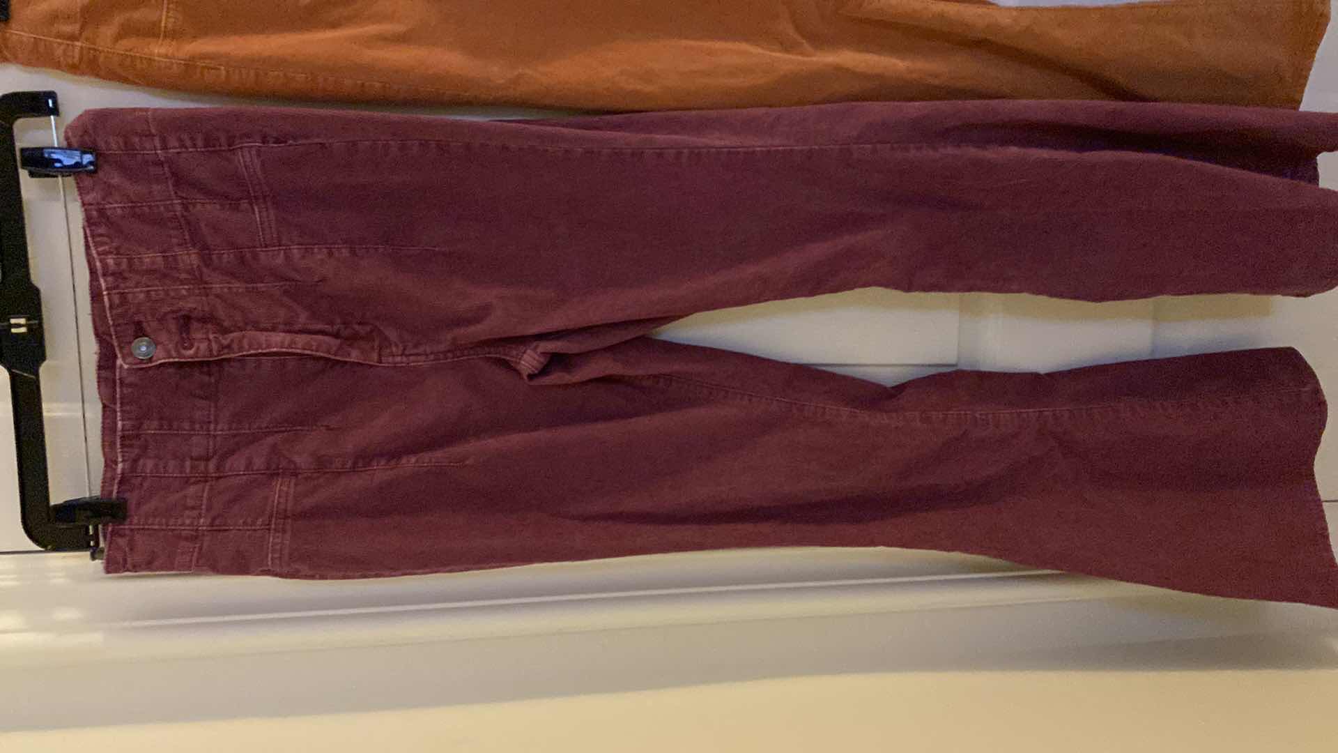 Photo 2 of 2-WOMENS SIZE 29 FREE PEOPLE HIGH RISE CORDUROY FLARE JEANS BERRY AND RUST COLORS