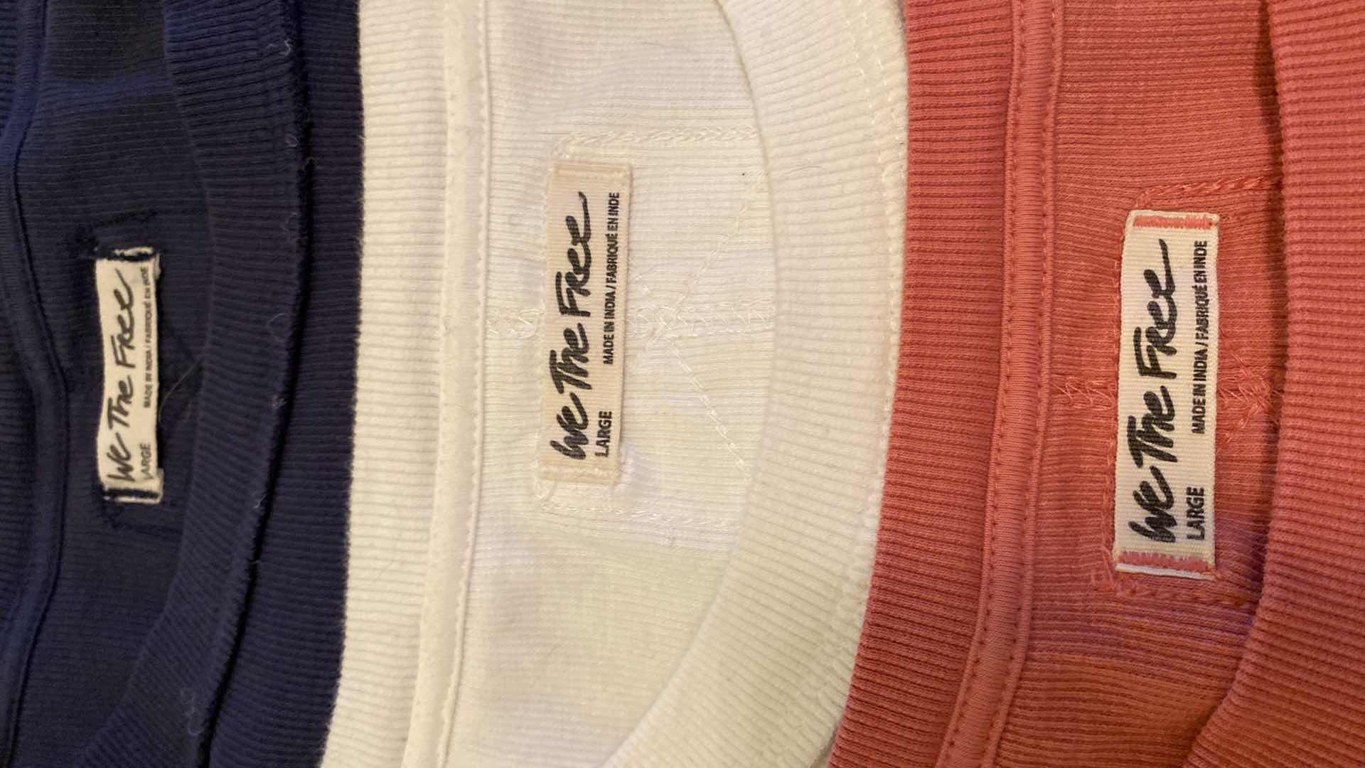 Photo 4 of 3-WOMENS SIZE LARGE FREE PEOPLE BRAIDED SLEEVE SHIRTS MAUVE, WHITE & NAVY ORIGINAL $68 EACH