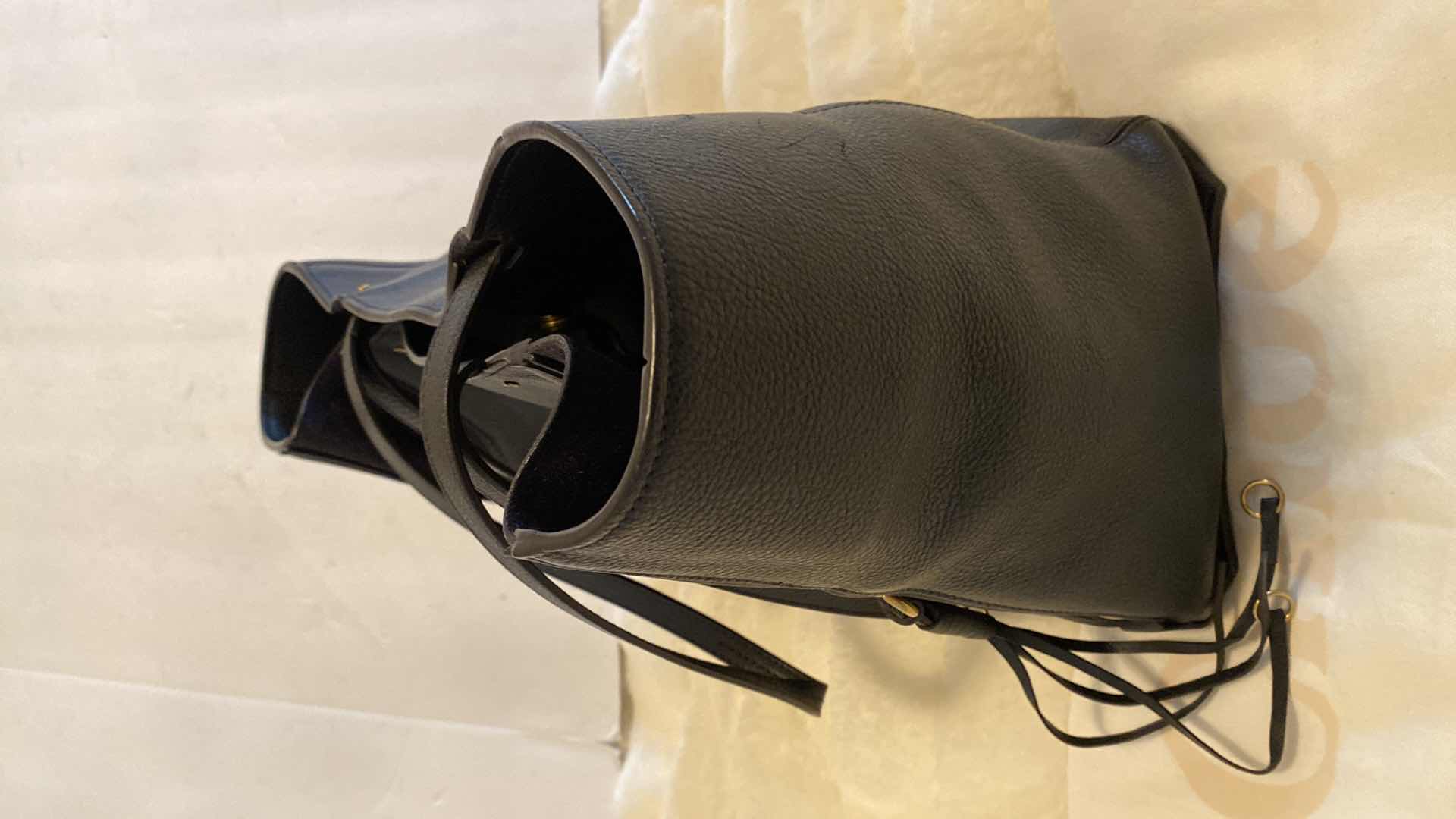 Photo 9 of AUTHENTIC CHLOE SINGLE SIZE MILO BLACK LEATHER & SUEDE TOTE - LIKE NEW- FINAL SALE - NOT RETURNABLE 13” X 7” H 11” NOT INCLUDING HANDLES, INCLUDES PELKIN PINK FELT ORGANIZER