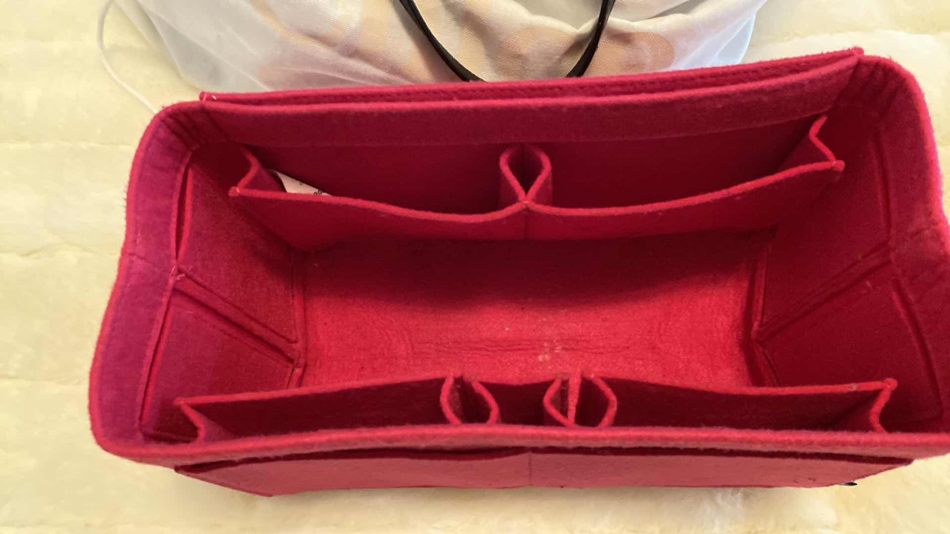 Photo 14 of AUTHENTIC CHLOE SINGLE SIZE MILO BLACK LEATHER & SUEDE TOTE - LIKE NEW- FINAL SALE - NOT RETURNABLE 13” X 7” H 11” NOT INCLUDING HANDLES, INCLUDES PELKIN PINK FELT ORGANIZER