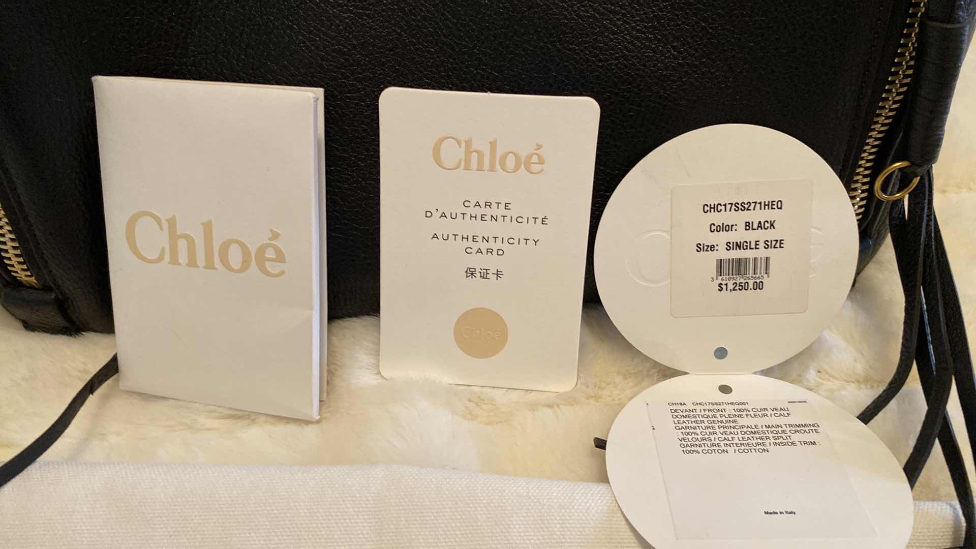 Photo 2 of AUTHENTIC CHLOE SINGLE SIZE MILO BLACK LEATHER & SUEDE TOTE - LIKE NEW- FINAL SALE - NOT RETURNABLE 13” X 7” H 11” NOT INCLUDING HANDLES, INCLUDES PELKIN PINK FELT ORGANIZER