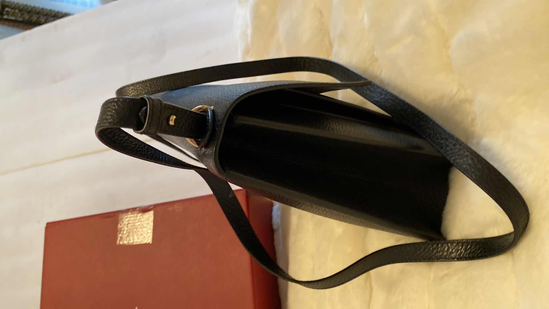 Photo 1 of AUTHENTIC SALVATORE FERRAGAMO MARISOL NERO CALF AND NERO SKIN HANDBAG WITH BOX, FINAL SALE, NOT REFUNDABLE 10 1/2” x 3” H8 1/4”