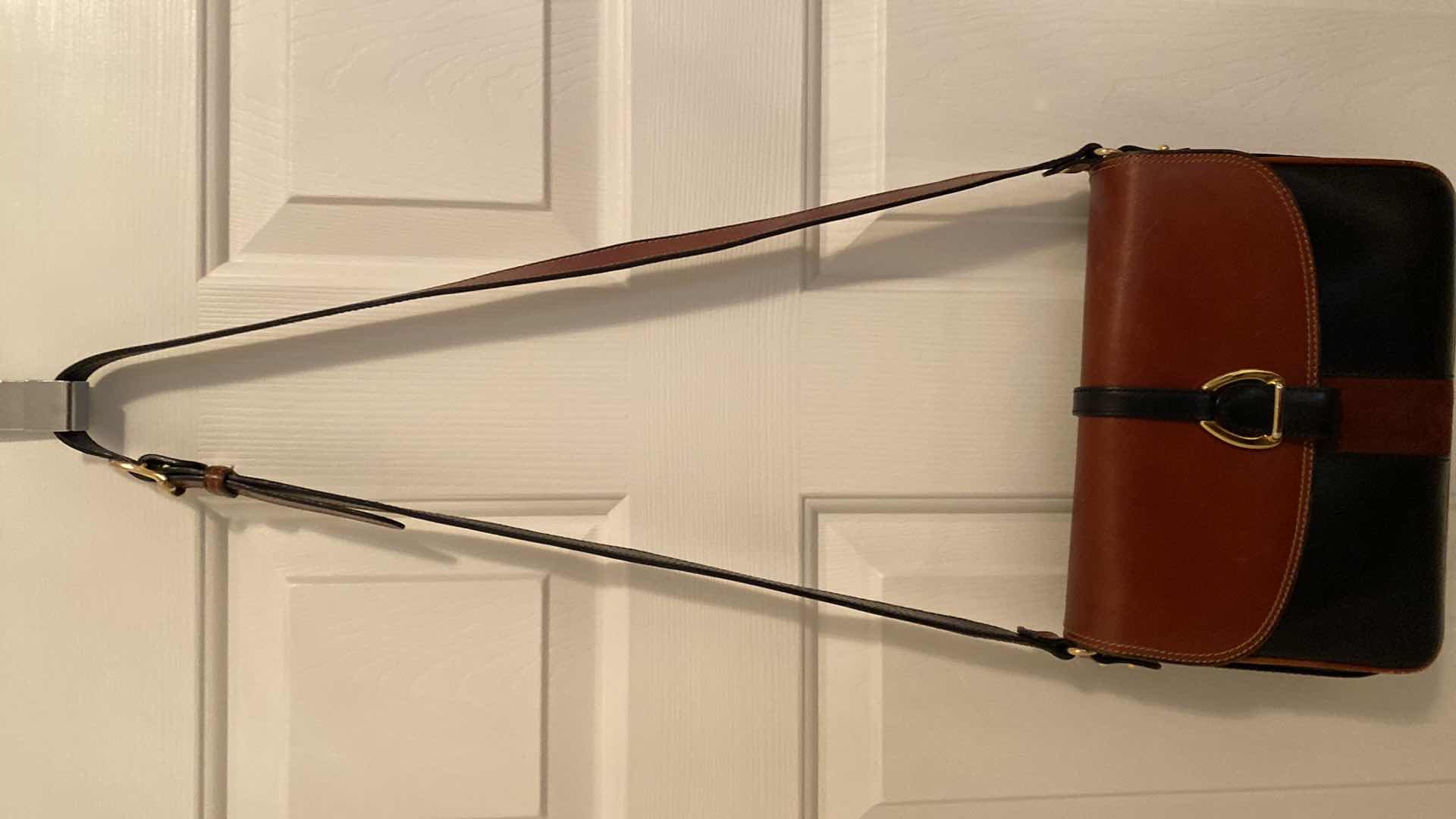 Photo 1 of WOMENS GERONICO LEATHER WITH SUEDE INSET IN FRONT SHOULDER BAG FROM FLORENCE, ITALY 10 1/2” X 7 3/4”