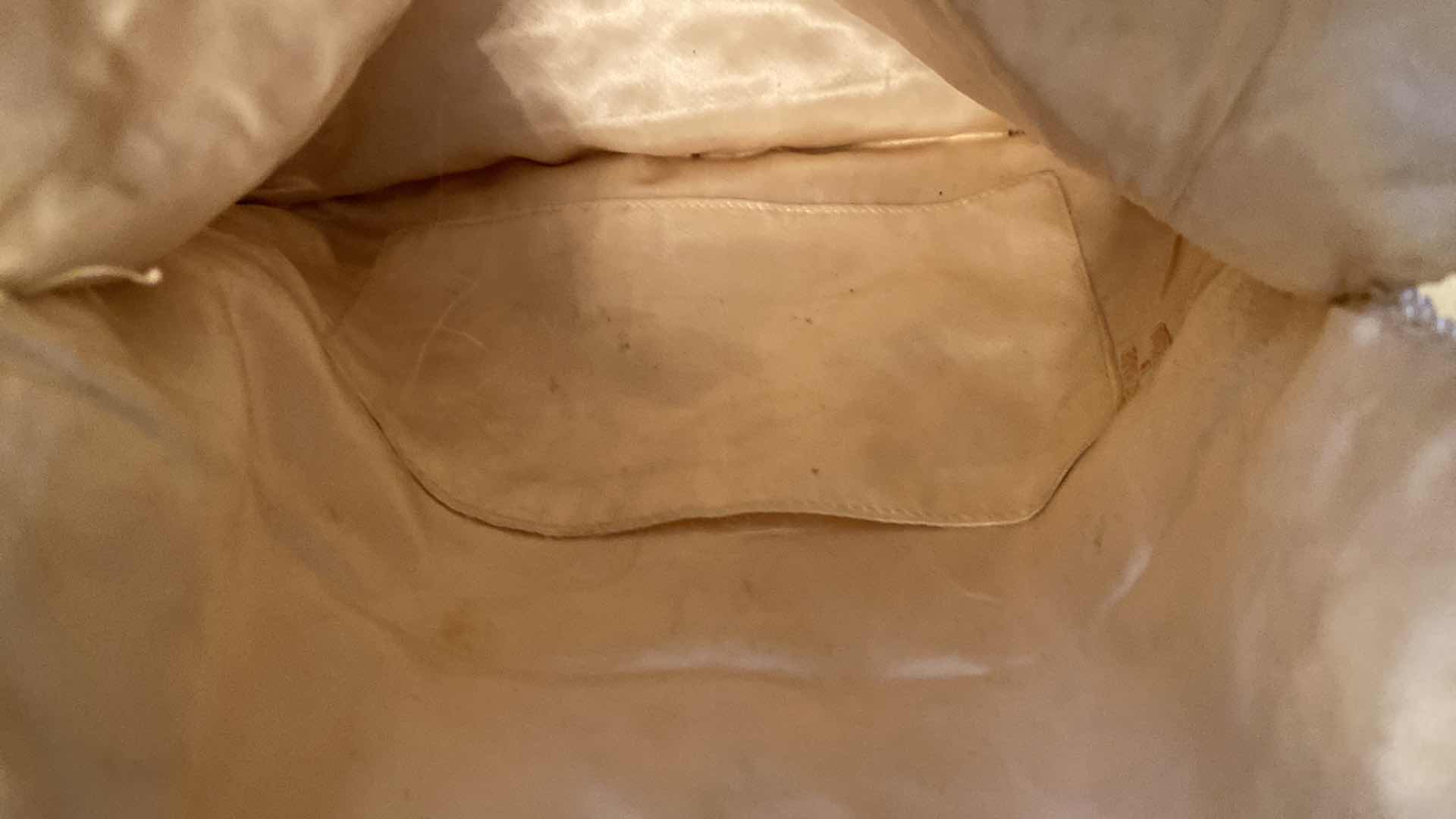 Photo 6 of VINTAGE 1940’s SEQUIN AND BEADED CLUTCH 9 1/4” X 5 1/2” AND PEARLS NECKLACE (NECKLACE NEEDS RESTRINGING)