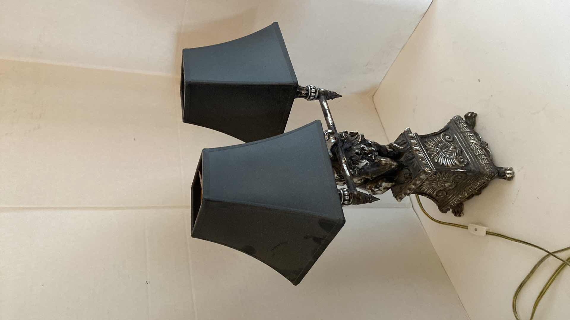 Photo 2 of ORNATE RESIN LION TABLE LAMP H 22”