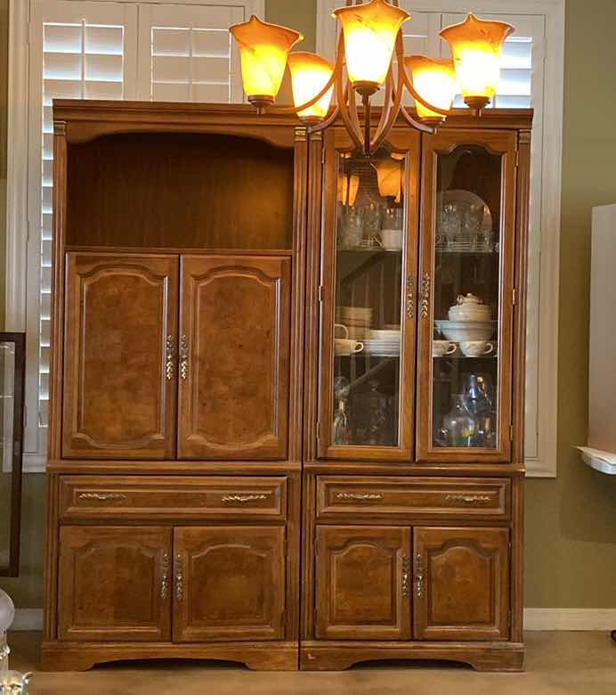 Photo 1 of 2PC VINTAGE WOOD CABINETS 64" x 21” H76” (CONTENTS NOT INCLUDED)