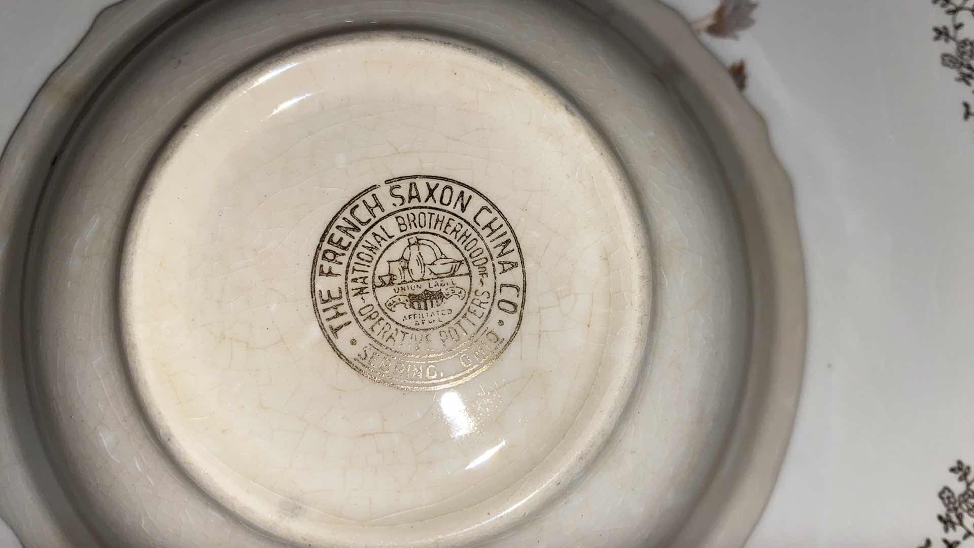 Photo 1 of 13 PCS-VINTAGE FSX168 GOLD FLOWERS ON EDGE W. FLORAL CENTER CHINA BY THE FRENCH SAXON CHINA CO.