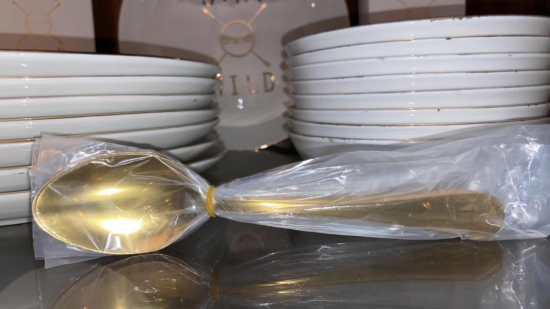 Photo 1 of 16PCS-STAY WILD FROM SILVERTON DISHES & 32PCS FOLD TONE SILVERWARE