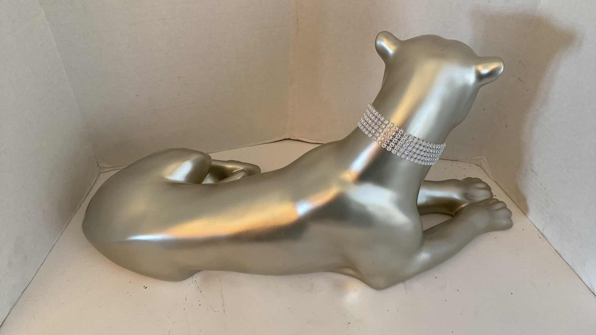 Photo 1 of SILVER TONE JAGUAR FIGURINE 22” x 10 1/2”