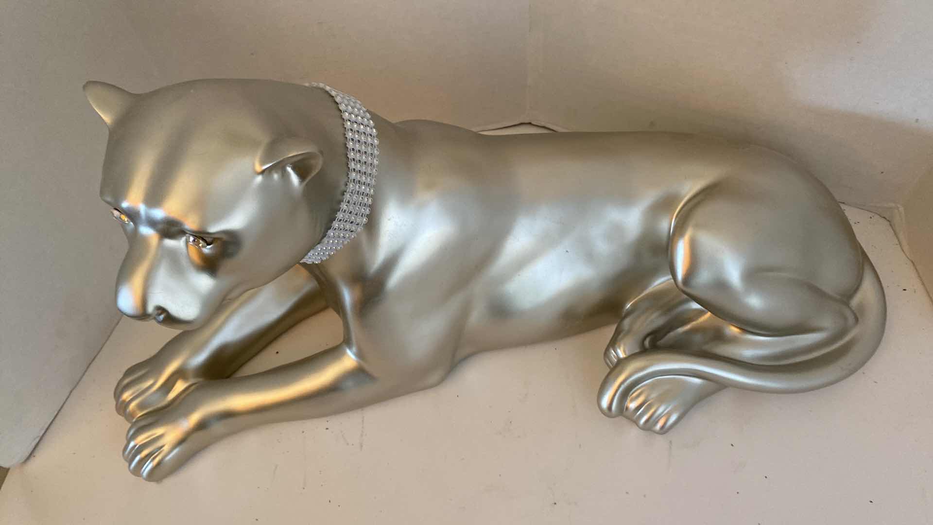 Photo 1 of SILVER TONE JAGUAR FIGURINE 22” x 10 1/2”