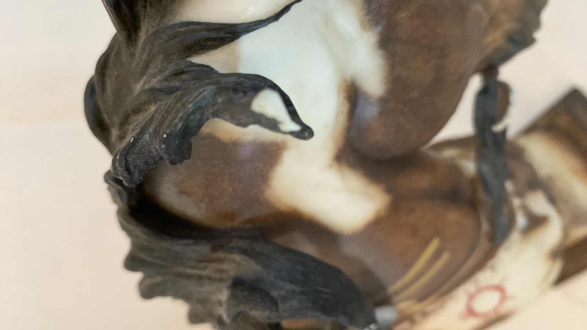 Photo 1 of 2-SUNKA WAKAN WAR PONY HORSE HAND PAINTED SCULPTURES (TALLEST FIGURE H14”)