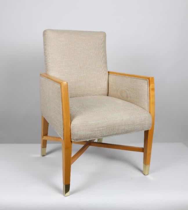 Photo 1 of LIGHT CREME CANVAS FABRIC ARMCHAIR H37”