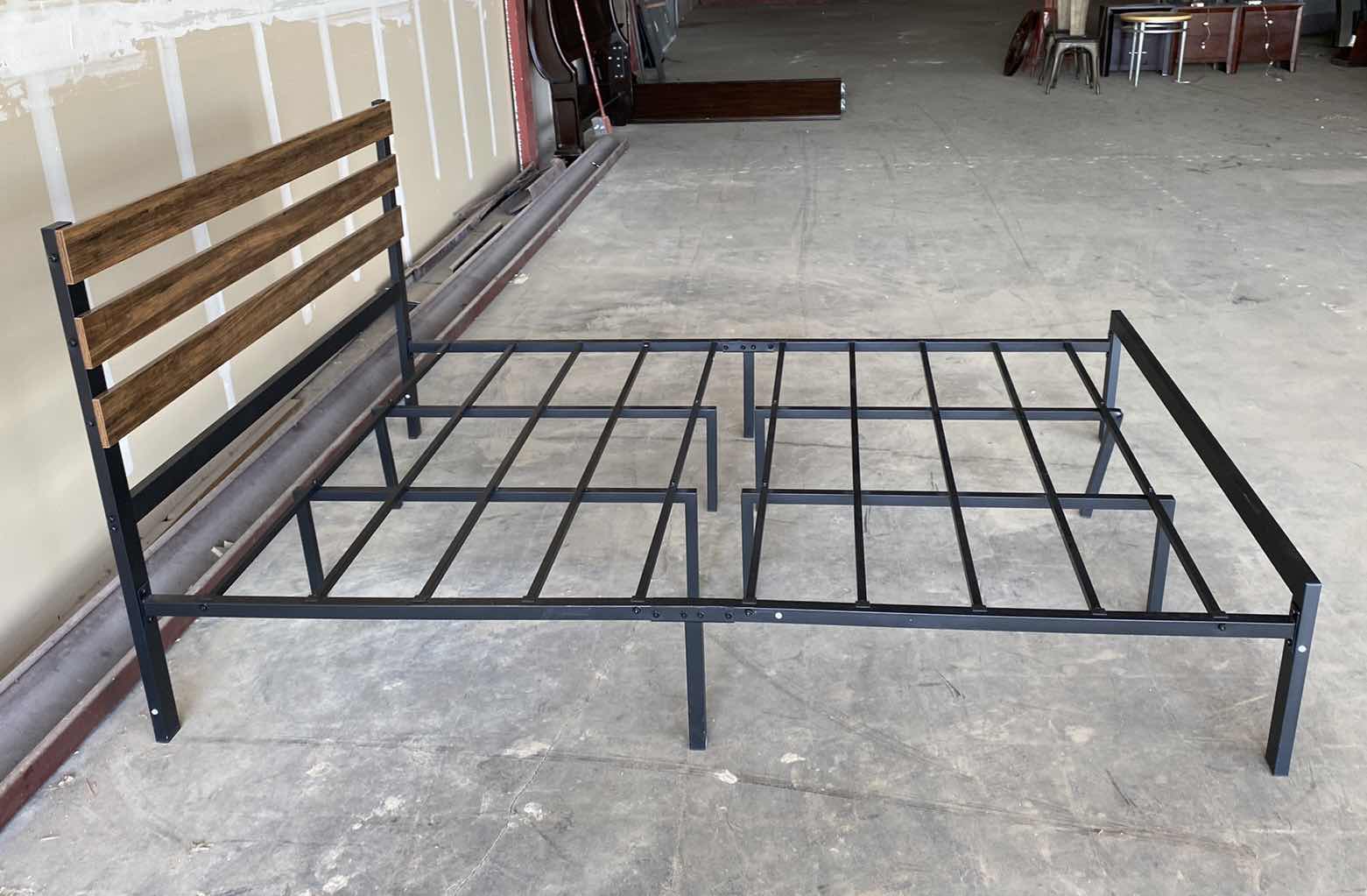 Photo 1 of ALUMINUM-BED FRAME WITH WOOD SLAT  HEADBOARD 62“ x 82“ H 40”