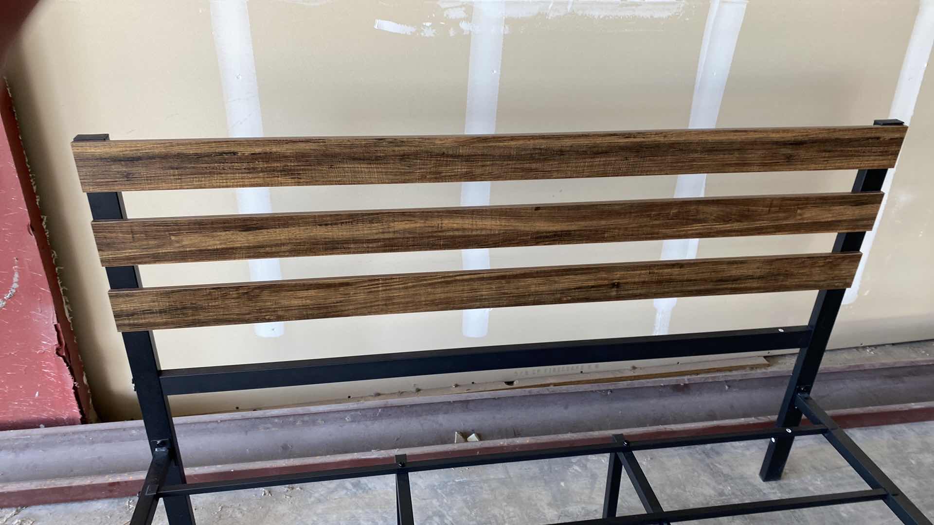 Photo 1 of ALUMINUM-BED FRAME WITH WOOD SLAT  HEADBOARD 62“ x 82“ H 40”