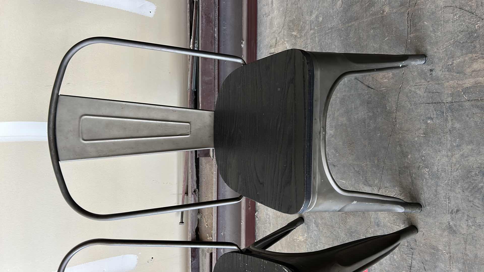 Photo 1 of 2 METAL CHAIRS WITH WOOD SEAT