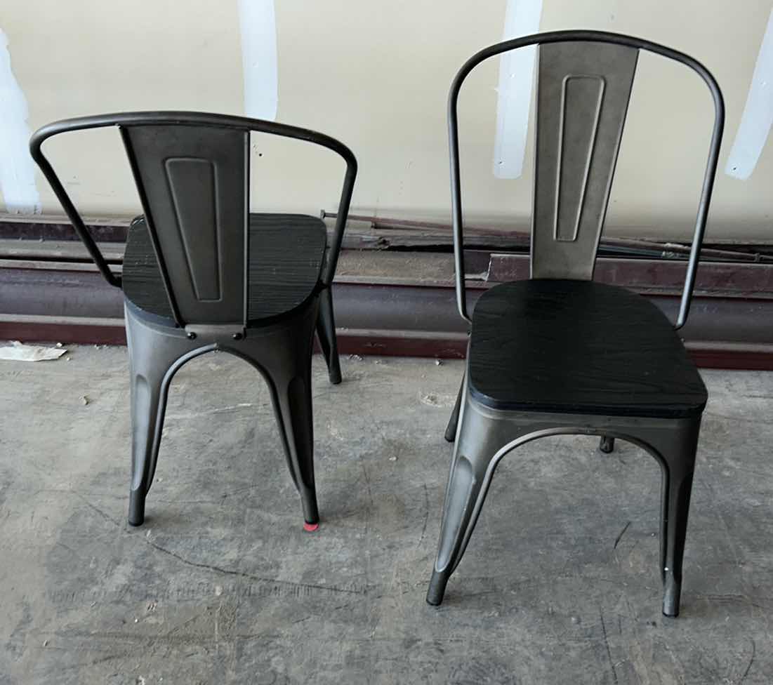 Photo 1 of 2 METAL CHAIRS WITH WOOD SEAT