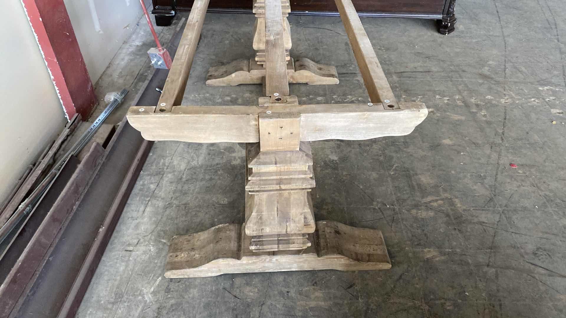 Photo 1 of PINE TRESTLE TABLE - BASE ONLY NO TOP 63” X 34” H 28 1/2”