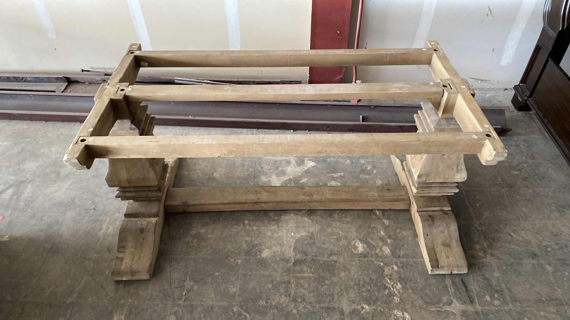 Photo 1 of PINE TRESTLE TABLE - BASE ONLY NO TOP 63” X 34” H 28 1/2”
