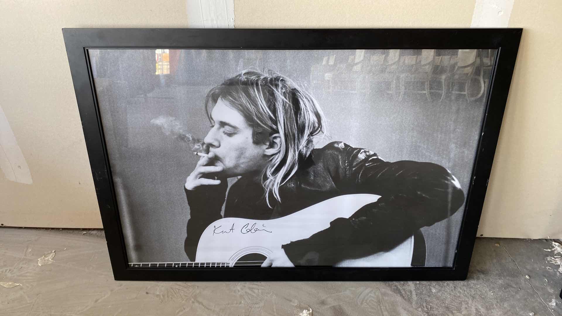 Photo 1 of FRAMED KURT COBAIN POSTER ARTWORK 39” x 27”