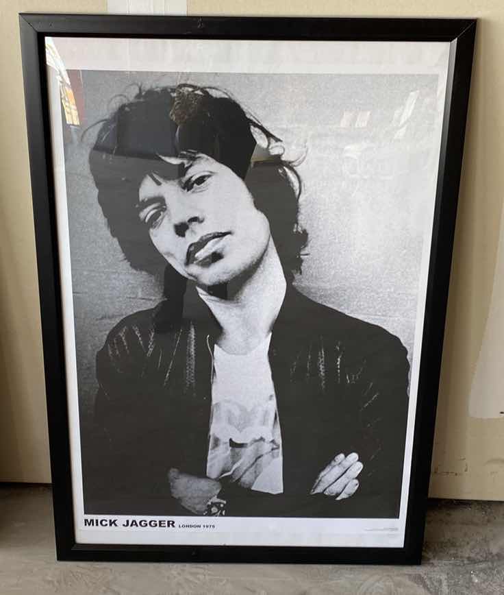 Photo 1 of FRAMED MICK JAGGER LONDON 1975 POSTER ARTWORK 26“ x 38 1/2”