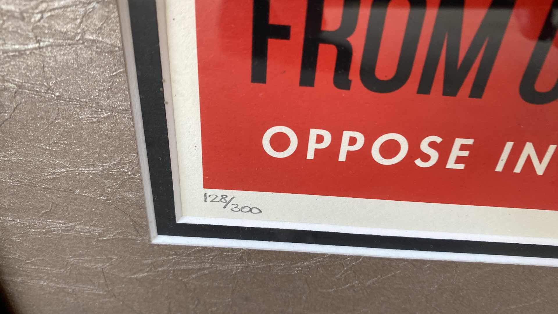 Photo 1 of FRAMED SHEPARD FAIREY HOME INVASION 1 , SIGNED 128/300 SCREEN PRINT 18” X 24” OVERALL 23” X 31”