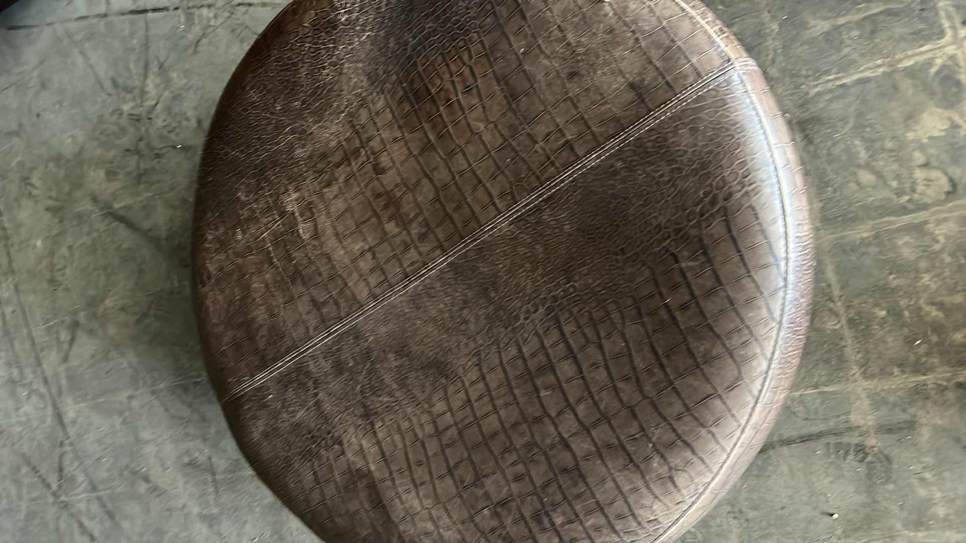 Photo 1 of ROUND LEATHER OTTOMAN 35” x 16”