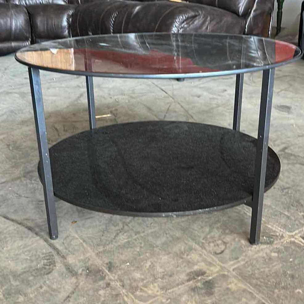 Photo 1 of ROUND GLASS TOP COFFEE TABLE 30” ROUND x 180