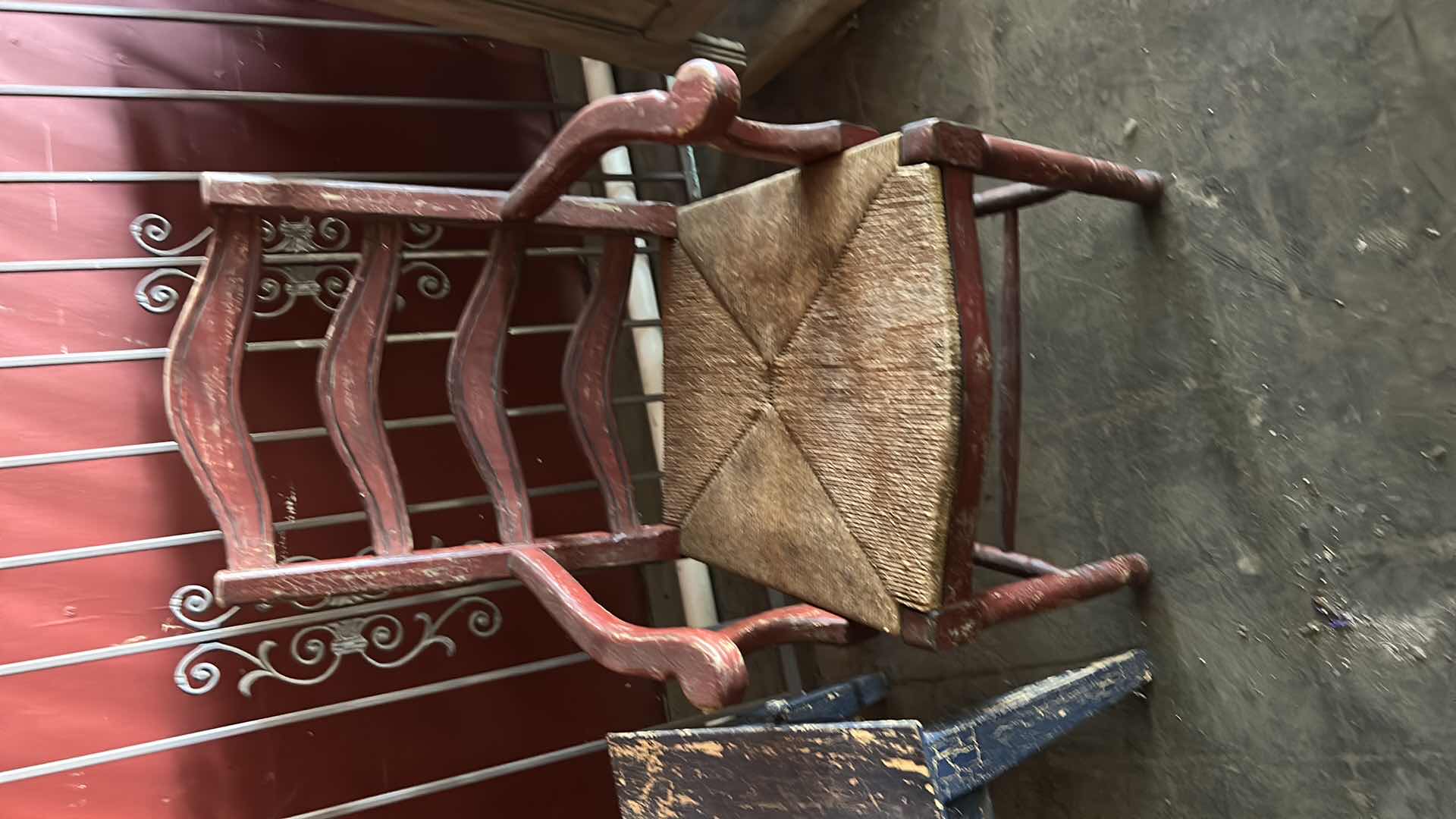 Photo 1 of PAINTED WEATHERED WOOD FURNITURE- 2 CHAIRS AND TABLE