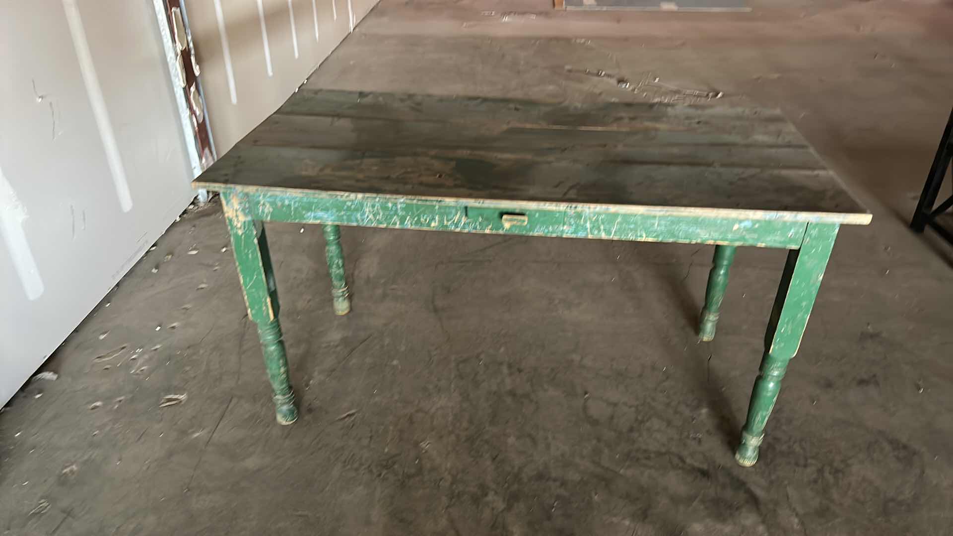 Photo 1 of PAINTED RUSTIC WOOD TABLE 57 1/2“ x 29“ x 31 1/2“ high